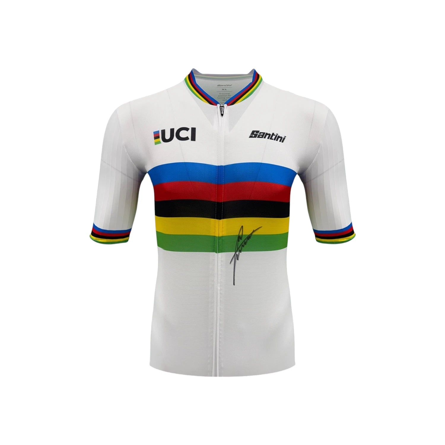 Official UCI World Champion rainbow cycling jersey signed by Mark Cavendish. Main image