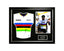 Framed official UCI World Champion rainbow jersey signed by Mark Cavendish, professionally displayed with one action photo.