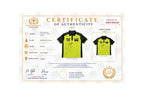 Certificaat van echtheid voor een gesigneerd Michael van Gerwen Winmau dartshirt.