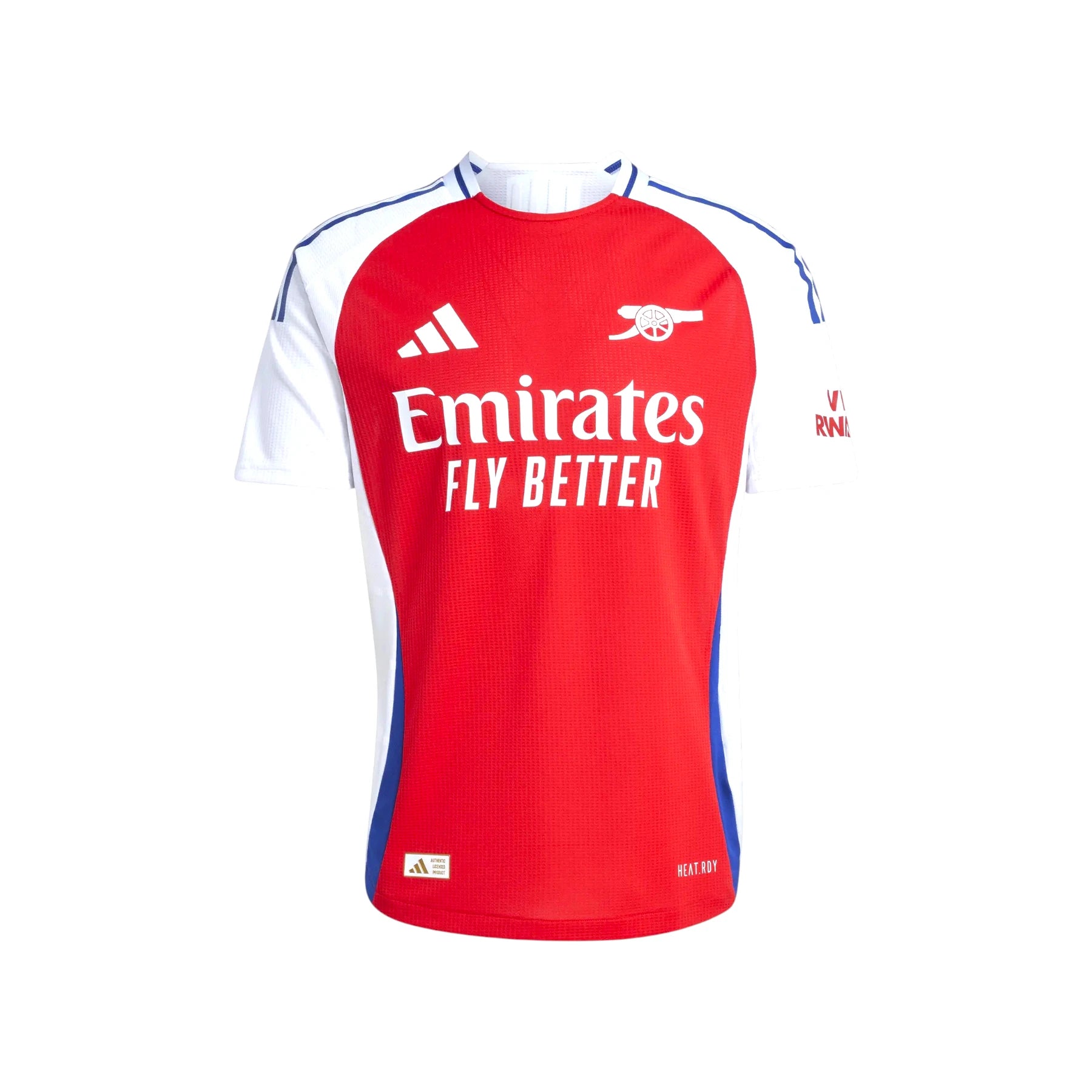 Front view of the official Arsenal 2024-25 home football shirt.