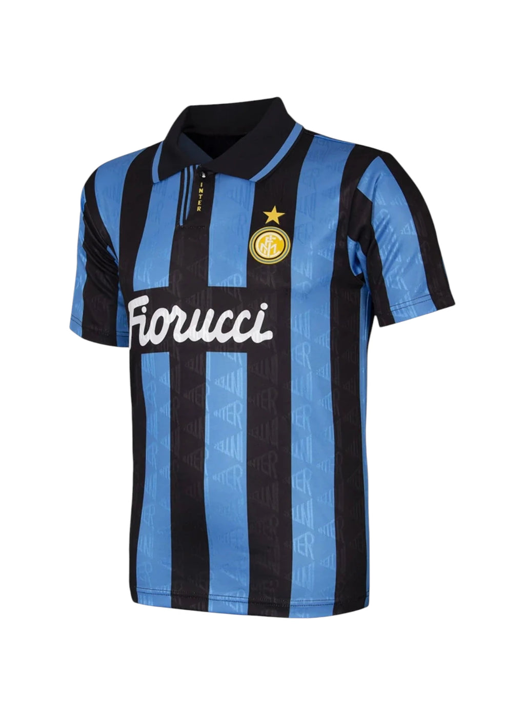 Front view of the official Inter Milan 1993-94 home football shirt.
