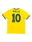 Back of a yellow Brazil number 10 football shirt signed by Pele.