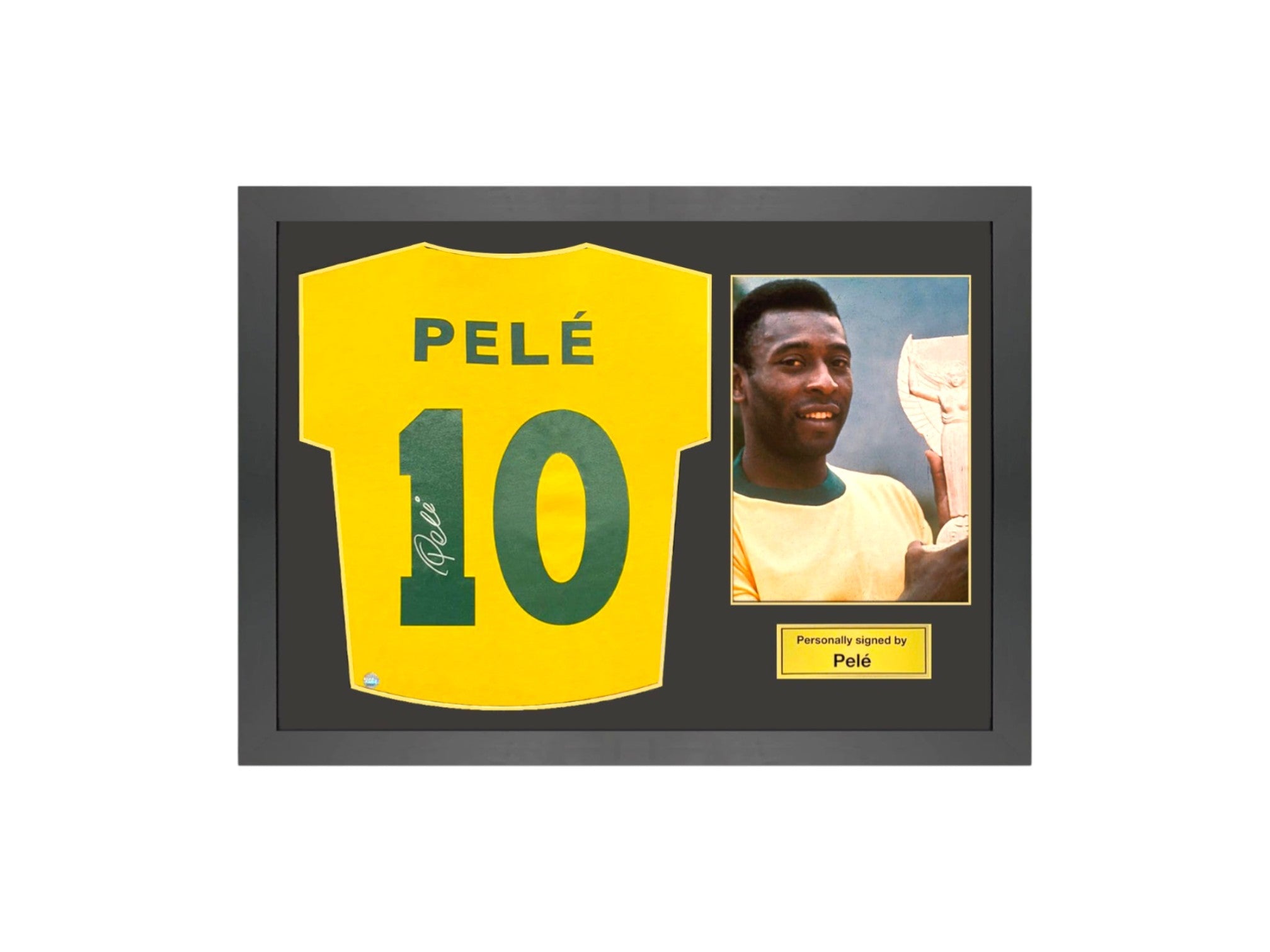 Pelé Gesigneerd Brazilië 1970 Retro Shirt -Icon Frame - Sport Memorabilia Netherlands Hoofdafbeelding