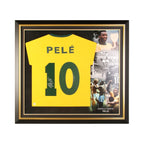 Pelé Gesigneerd Brazilië 1970 Retro Shirt - Deluxe Frame (kopie) - Sport Memorabilia Netherlands