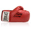 Red Everlast boxing glove signed by Roberto Durán with black signature.