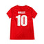 Achterkant van een rood PSV 1986 replica nummer 10 voetbalshirt gesigneerd door Ruud Gullit.