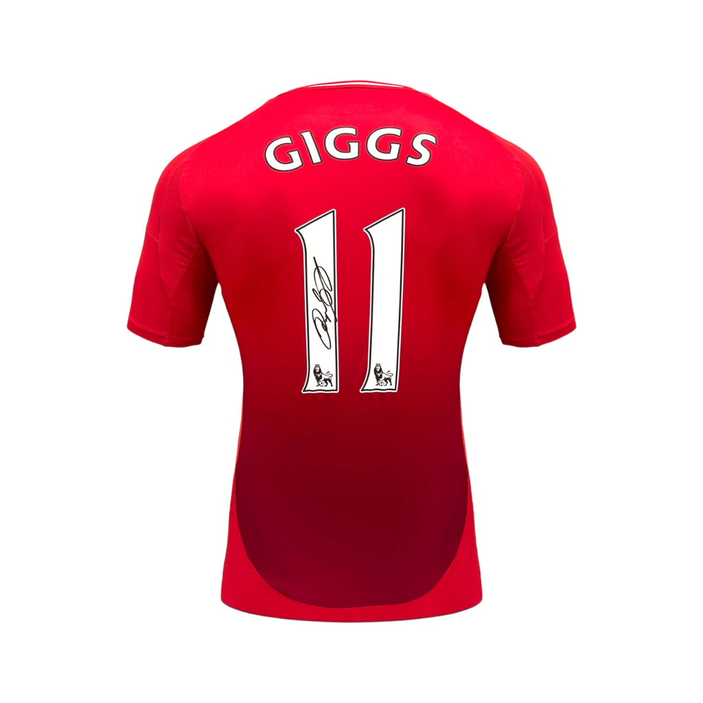 Back view of the official Manchester United 2024-25 home football shirt signed by Ryan Giggs.