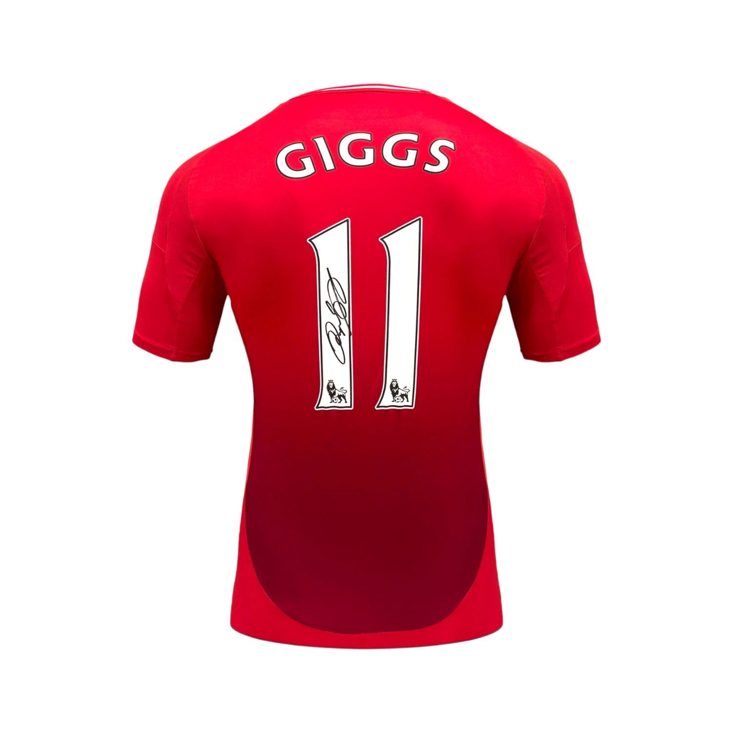 Back view of the official Manchester United 2024-25 home football shirt signed by Ryan Giggs. Hoofdafbeelding