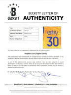 Beckett Authentication Services certificaat van echtheid voor het gesigneerde Stephen Curry basketbalshirt