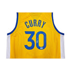 Stephen Curry gesigneerd Golden State Warriors basketbalshirt met rugnummer 30, achterkant met handtekening