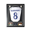 Steve McManaman gesigneerd Real Madrid voetbalshirt 1999/2000 met rugnummer 8, professioneel ingelijst in luxe zwart Deluxe Frame met foto's, clublogo's en naamplaatje.