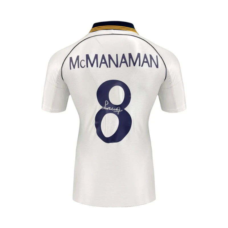 Back view of the Real Madrid 1999-2000 home football shirt signed by Steve McManaman.