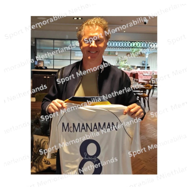 Signing proof of Steve McManaman with a signed Real Madrid 1999-2000 home football shirt.