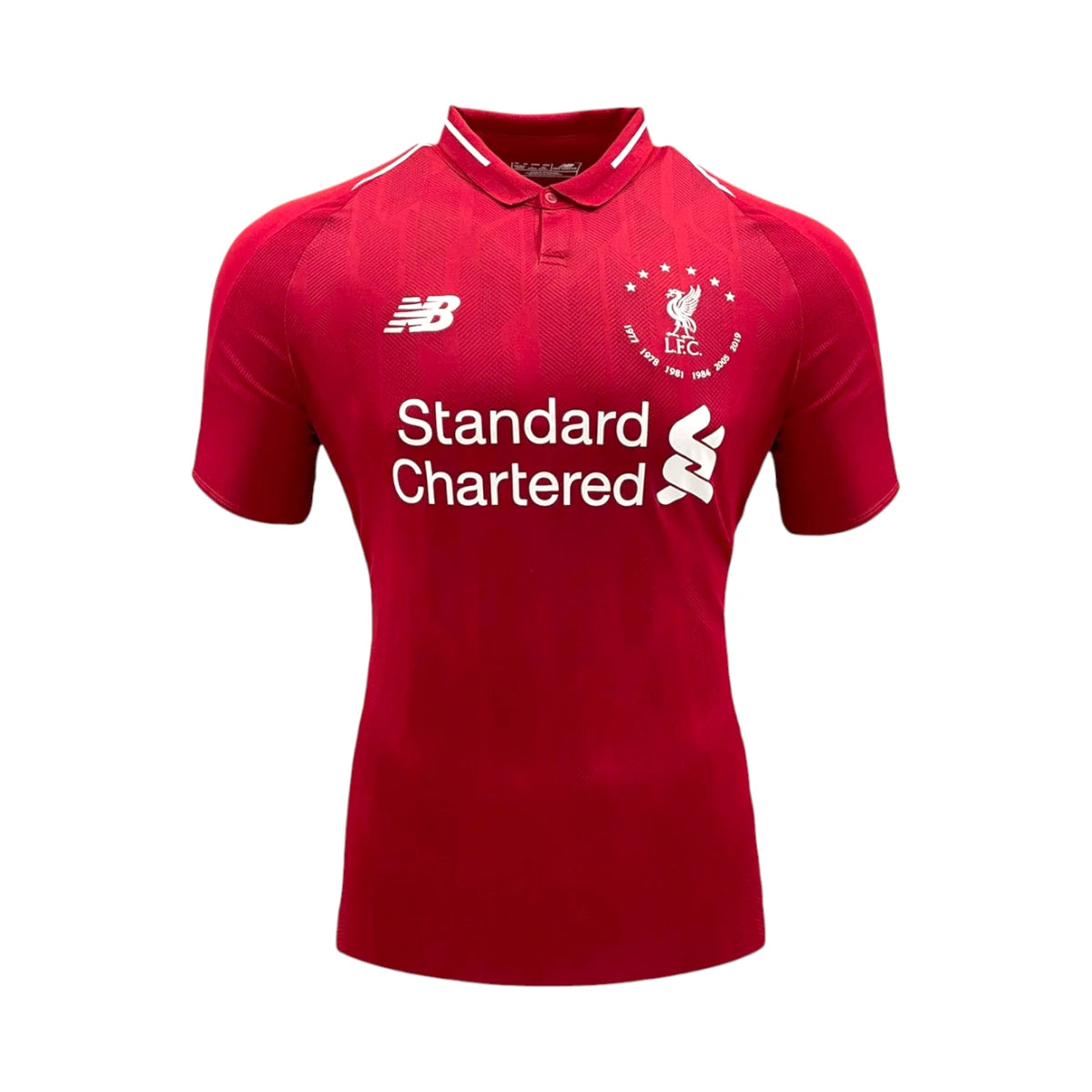 Front view of a red Liverpool 2018-19 football shirt signed by Trent Alexander-Arnold.