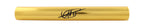Detail van de handtekening van Usain Bolt op een gouden estafettestok.