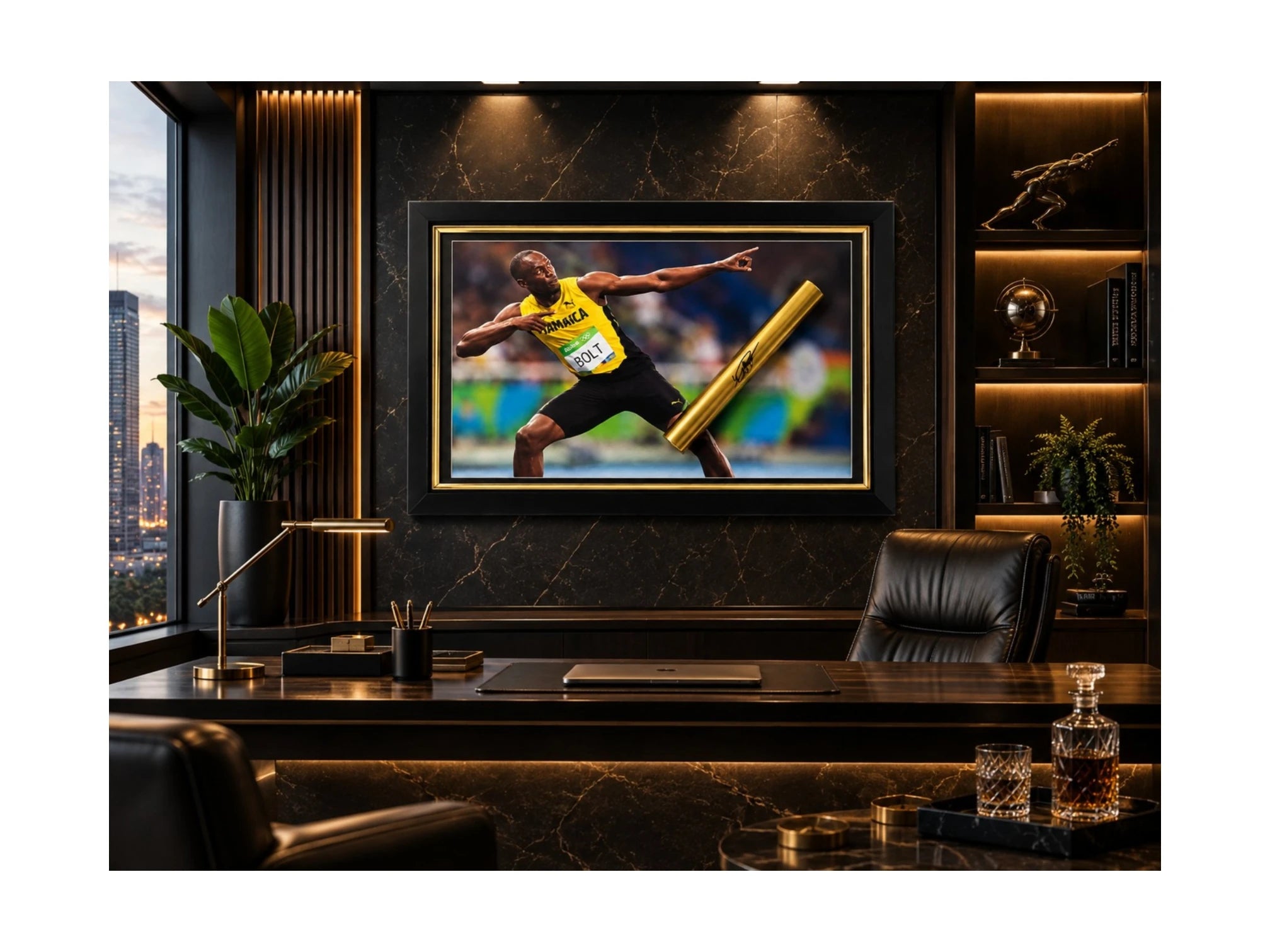 Usain Bolt – Gesigneerde Jamaica Relay Baton | Deluxe Frame Secondary image