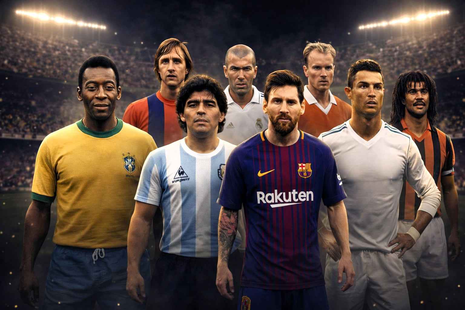 Voetbal memorabilia collectie met legendarische voetballers